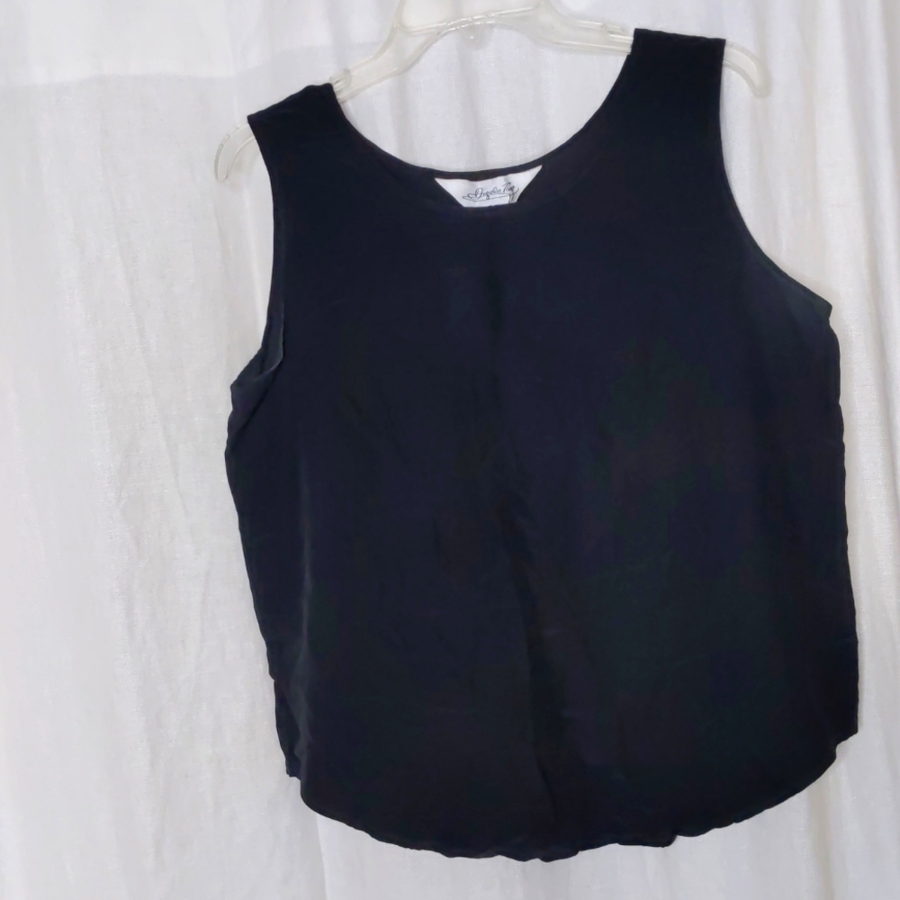 Silk black tank by Angela Tong